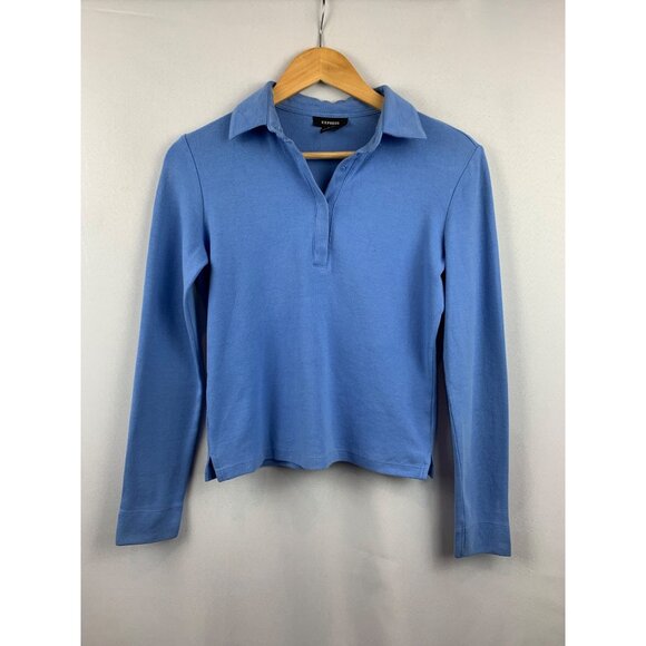 Express Blue Long Sleeve Polo Shirt S - Picture 1 of 4